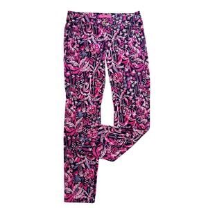 Lilly Pulitzer Kelly Skinny Ankle‎ Pants Monkey Trouble Pink Navy Size 2 000663